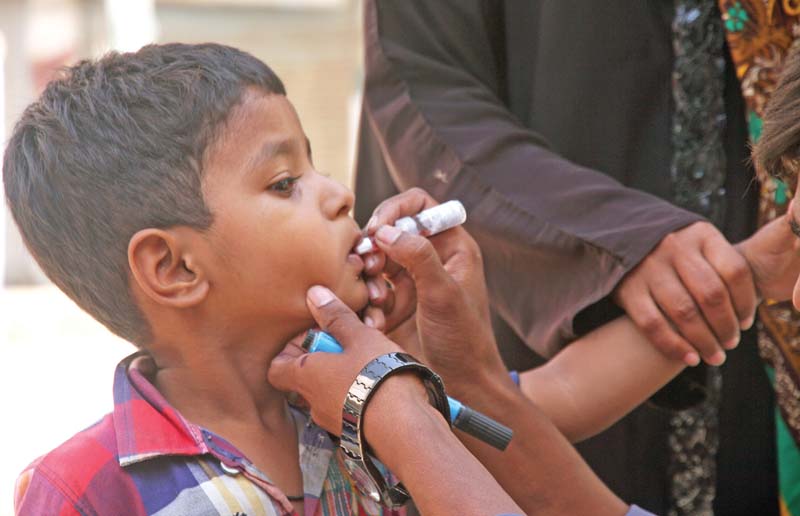 after meeting their target in karachi an anti polio campaign has been organised by the provincial government in various risky districts of sindh photo athar khan express