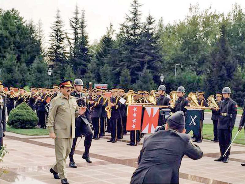 general raheel reviews the guard of honour in ankara on monday photo nni