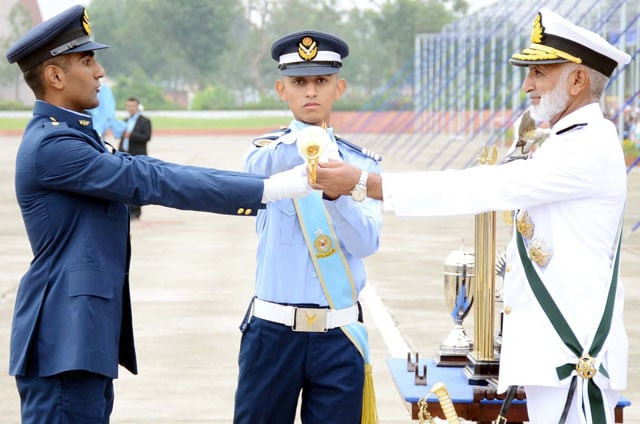 chief of naval staff admiral muhammad zakaullah awards sword of honour for overall best performance in college of flying training to pilot officer mohammad kashif during the graduation ceremony held at paf academy in risalpur on wednesday october 14 2015 photo ppi chief of naval staff admiral muhammad zakaullah awards sword of honour for overall best performance in college of flying training to pilot officer mohammad kashif during the graduation ceremony held at paf academy in risalpur on wednesday october 14 2015 photo ppi