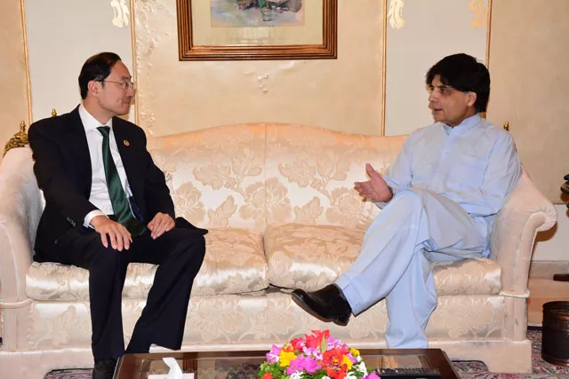 chinese ambassador to pakistan sun weidong in a meeting with interior minister chaudhry nisar ali khan in islamabad on october 14 2015 photo express chinese ambassador to pakistan sun weidong in a meeting with interior minister chaudhry nisar ali khan in islamabad on october 14 2015 photo express