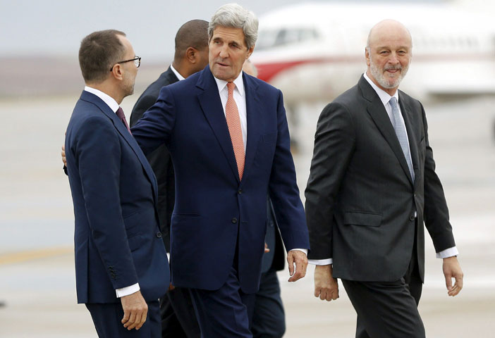 us secretary of state john kerry talks with james costos l us ambassador to spain after his arrival at torrejon air base near madrid october 18 2015 photo reuters