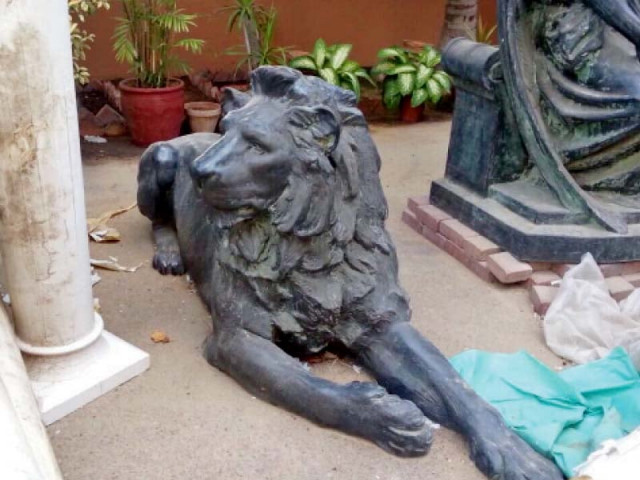 the case of the bronze lion statues has caused a rift between the kmc and the mohatta palace administration photo file the case of the bronze lion statues has caused a rift between the kmc and the mohatta palace administration photo file