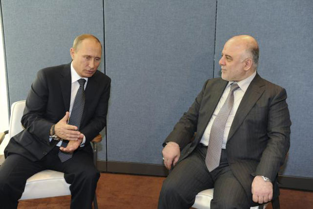 russian president vladimir putin l meets with iraqi prime minister haider al abadi as they attend the 70th session of the united nations general assembly in new york in this september 28 2015 photo reuters file