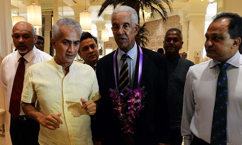 the 79 year old sobers is in colombo to watch the second and final test at the p sara oval photo afp