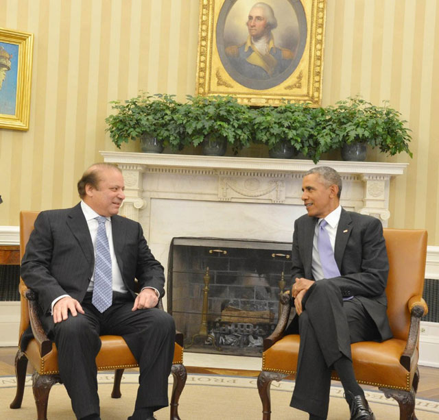 prime minister nawaz sharif and us president barack obama in a meeting at the white house on thursday on october 22 2015 photo pid