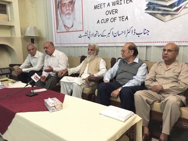 writers readers and literary experts gathered to hear about the writer and interact with him photo hafsah sarfraz