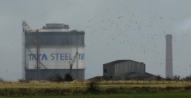 birds fly above part of the tata steel plant in scunthorpe northern england on october 15 2014 photo reuters