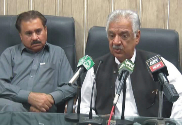 pml n central general secretary iqbal zafar jhagra during a news conference held in charsadda photo online