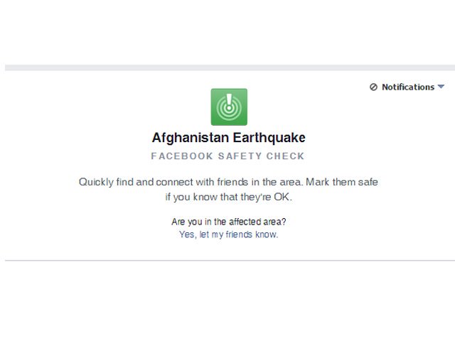 a screenshot of the feature introduced by facebook to check the safety of people living in earthquake hit areas