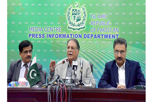 information minister pervaiz rashid addressing a press conference photo app