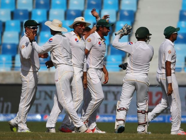 overall though the match was dominated by pakistan especially after riaz s sensational burst on the third morning photo afp overall though the match was dominated by pakistan especially after riaz s sensational burst on the third morning photo afp