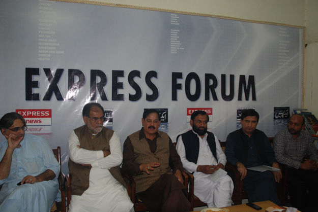 k p spokesperson mushtaq ghani during a news conference in the city photo online