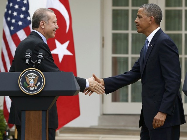 turkish prime minister recep tayyip erdogan l shakes hands with us president barack obama r at the conclusion of a joint news conference in the rose garden of the white house in washington may 16 2013 photo reuters