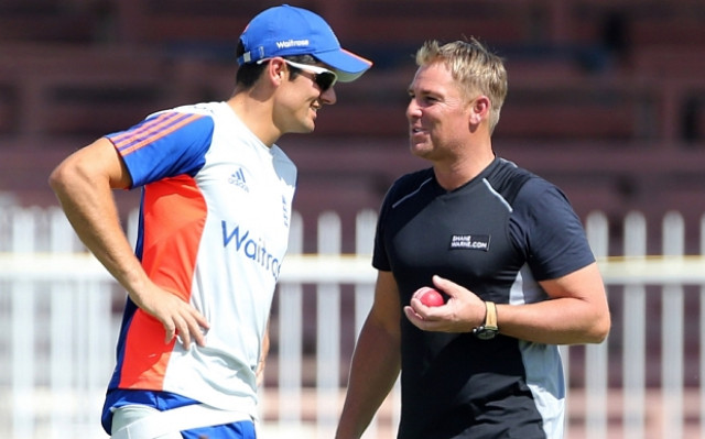 shane warne r shares a joke with alastair cook l photo reuters shane warne r shares a joke with alastair cook l photo reuters