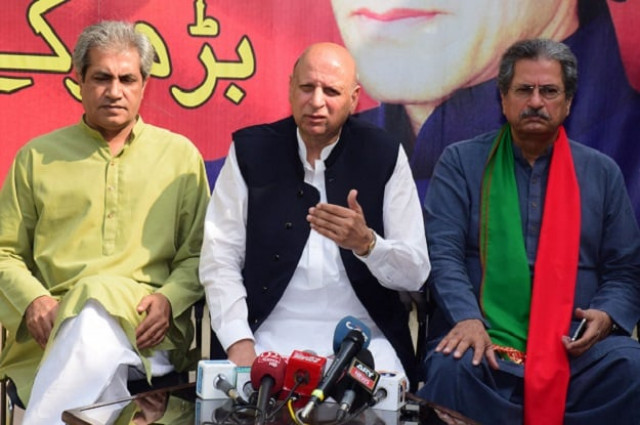 pti provincial organiser chaudhry sarwar addressing a press conference photo express pti provincial organiser chaudhry sarwar addressing a press conference photo express