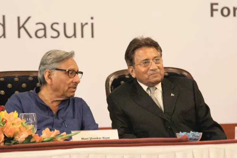 ex president gen retd pervez musharraf and indian peace activist mani shankar aiyar exchange views at the book launch photo ayesha salim express ex president gen retd pervez musharraf and indian peace activist mani shankar aiyar exchange views at the book launch photo ayesha salim express