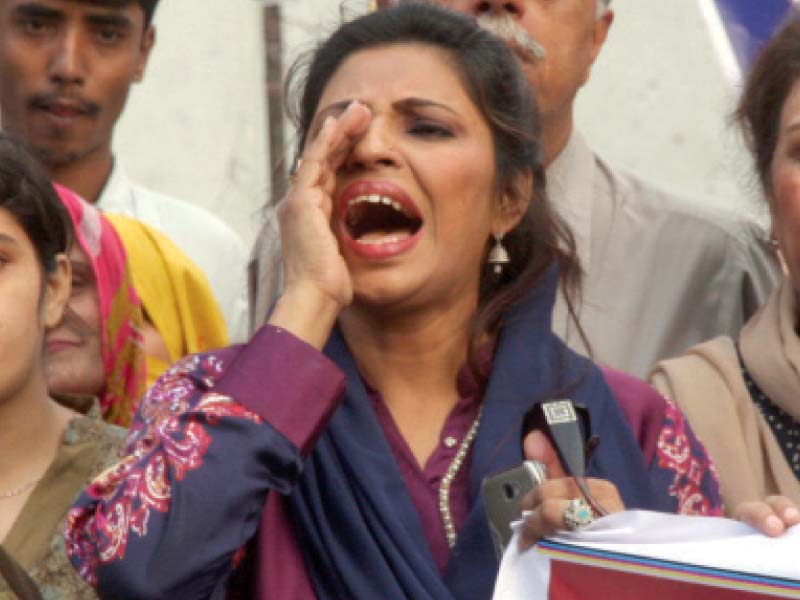 sindh writers and thinkers forum members held a demonstration outside the karachi press club on tuesday where they shouted slogans against former president asif ali zardari photo athar khan express