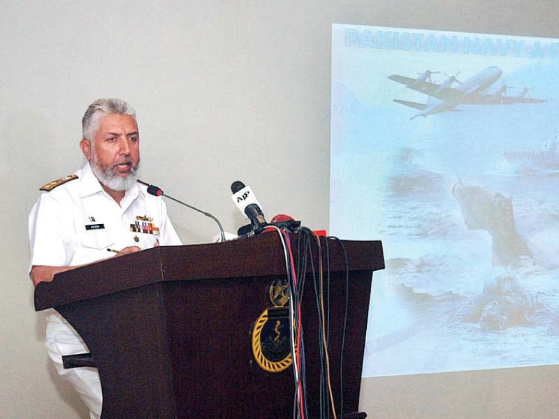 rear admiral kaleem shaukat briefs the media on the maritime exercise photo app