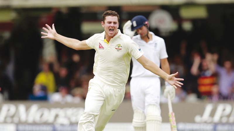 hazlewood took 5 68 in india s first innings on his test debut at the gabba last december photo reuters