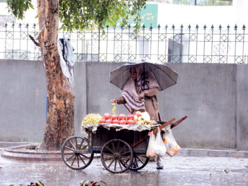 a man sells fruits in the capital during the rain photo huma choudhary express