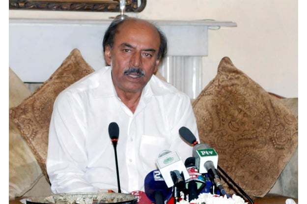 sindh information minister nisar khuhro addressing a press conference photo express