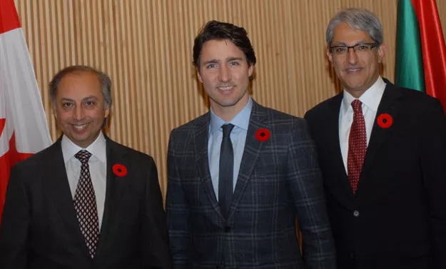 prime minister justin trudeau with akdn representative dr mahmoud eboo and ismaili council president malik talib at the delegation of the ismaili imamat in ottawa photo akdn prime minister justin trudeau with akdn representative dr mahmoud eboo and ismaili council president malik talib at the delegation of the ismaili imamat in ottawa photo akdn