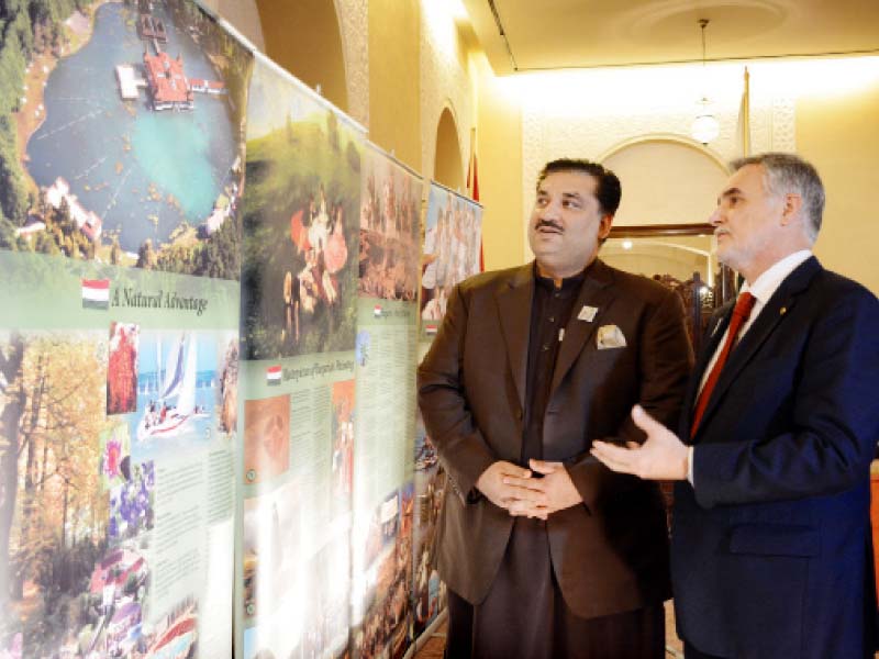 an exhibit illustrated some of the important moments in the bilateral relationship top a note from former hungarian president arpad goncz to benazir bhutto thanking her for a gift photos huma choudhary express
