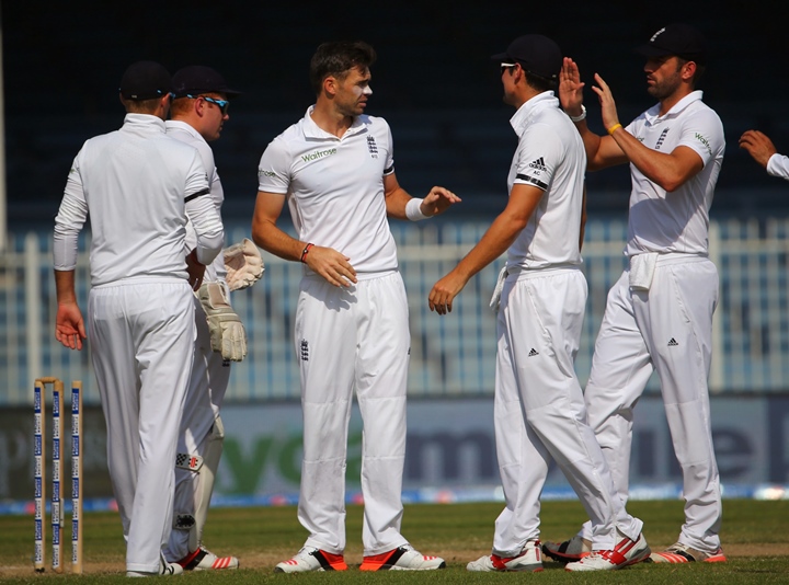 james anderson c celebrates with teammates in the gulf emirate of sharjah on november 4 2015 photo afp