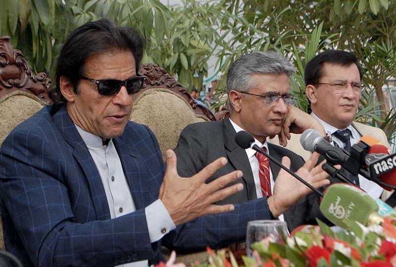 pti chief imran khan addressing a press conference in peshawar on saturday november 7 2015 photo inp