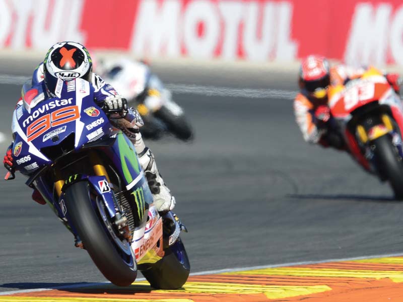 lorenzo starts from the front after setting a fastest time in valencia of 1min 30 011 sec photo afp