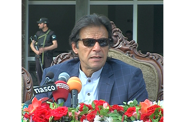 pti chief imran khan addressing a press conference photo express