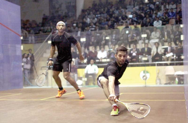 iqbal fended off meguid s blocking technique time and again to ensure a free passage for himself to play and eventually win the semi final photo courtesy paf iqbal fended off meguid s blocking technique time and again to ensure a free passage for himself to play and eventually win the semi final photo courtesy paf