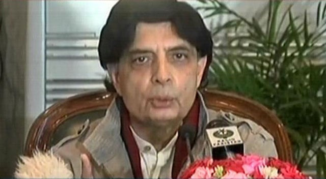 interior minister chaudhry nisar addresses a press conference in islamabad on november 10 2015 express news screen grab interior minister chaudhry nisar addresses a press conference in islamabad on november 10 2015 express news screen grab