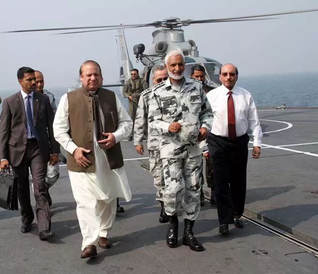 pm nawaz sharif with chief of the naval staff admiral muhammad zakaullah during the sea spark exercise on november 11 2015 photo pak navy pm nawaz sharif with chief of the naval staff admiral muhammad zakaullah during the sea spark exercise on november 11 2015 photo pak navy