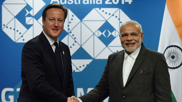 britain 039 s prime minister david cameron l shakes hands with india 039 s prime minister narendra modi r during a bilateral meeting on the sidelines of the g20 summit in brisbane on november 2014 photo afp britain 039 s prime minister david cameron l shakes hands with india 039 s prime minister narendra modi r during a bilateral meeting on the sidelines of the g20 summit in brisbane on november 2014 photo afp