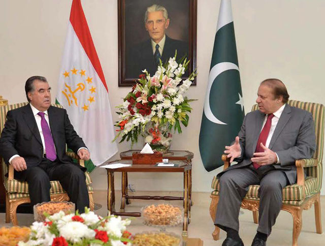 prime minister nawaz sharif in a meeting with tajikistan president emomali rahmon at prime minister 039 s house in islamabad on november 12 2015 photo nni