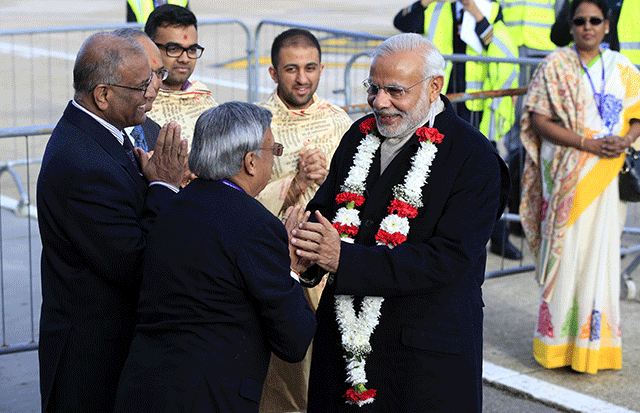 modi will hold talks with cameron and become the first indian prime minister to address both houses of parliament photo afp