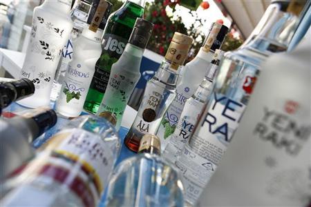 raki bottles displayed at a restaurant in ankara on september 27 2011 photo reuters