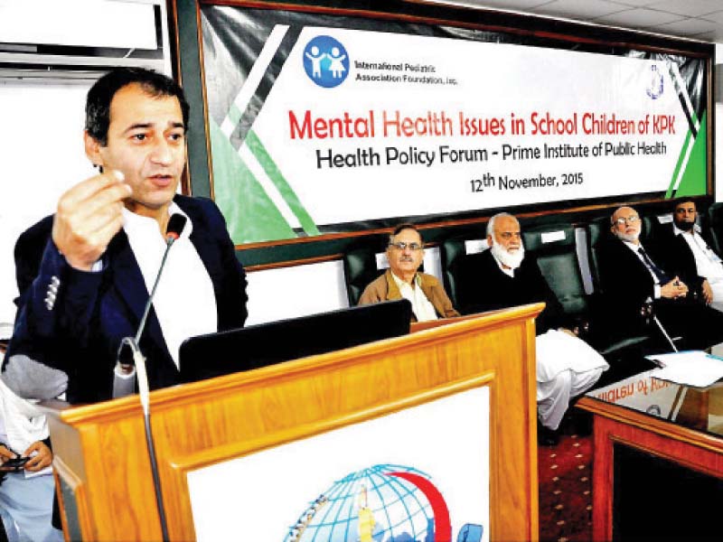 muhammad atif khan addresses a forum on mental health issues photo nni