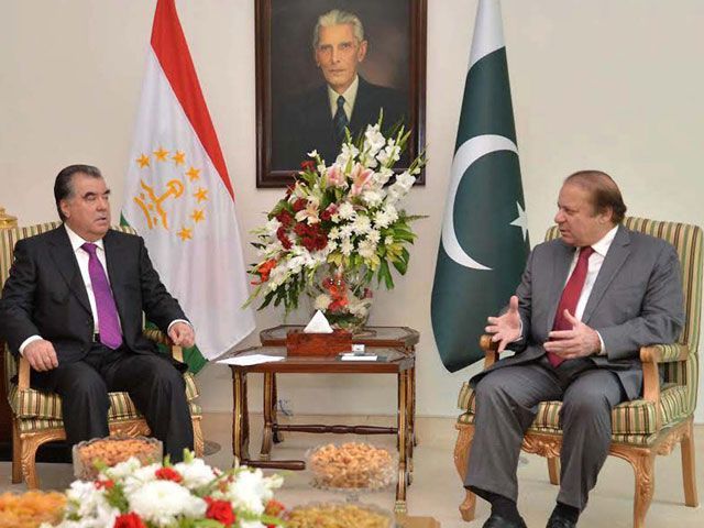 prime minister nawaz sharif in a meeting with tajikistan president emomali rahmon at prime minister 039 s house in islamabad on november 12 2015 photo nni