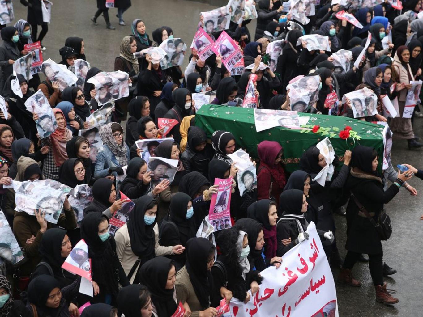 women carried the coffin of nine year old shukira through kabul photo ap