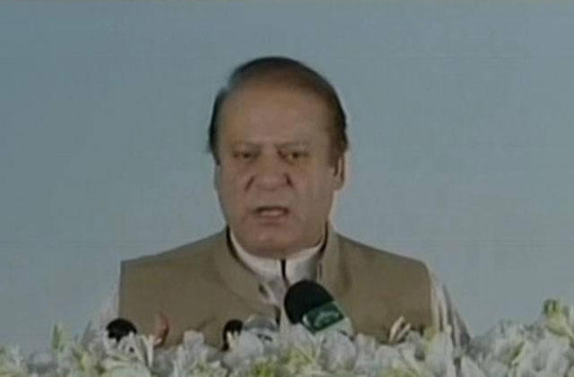 prime minister nawaz sharif addresses a gathering after the ground breaking of second section of faisalabad multan m4 motorway project in gojra on november 16 2015 express news screengrab prime minister nawaz sharif addresses a gathering after the ground breaking of second section of faisalabad multan m4 motorway project in gojra on november 16 2015 express news screengrab