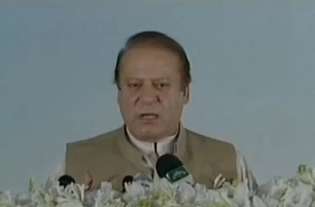 prime minister nawaz sharif addresses a gathering after the ground breaking of second section of faisalabad multan m4 motorway project in gojra on november 16 2015 express news screengrab prime minister nawaz sharif addresses a gathering after the ground breaking of second section of faisalabad multan m4 motorway project in gojra on november 16 2015 express news screengrab