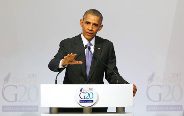 us president barack obama addresses a news conference following a working session at the group of 20 g20 leaders summit in the mediterranean resort city of antalya turkey november 16 2015 photo reuters