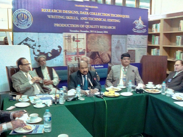 workshop on research conducted by islamic research institute of iiui commences president iiui speaks to inaugural ceremony photo fb com iiu isbpk