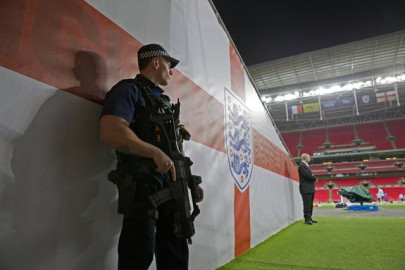 armed police at wembley for france training session armed police at wembley for france training session