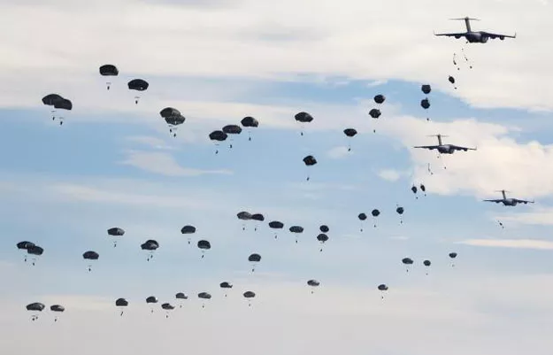 u s paratroopers from the 82nd airborne division based in fort brag n c participate in a massive airdrop from c 17 globemaster aircraft as part of the nato exercise trident juncture 2015 military exercise photo reuters u s paratroopers from the 82nd airborne division based in fort brag n c participate in a massive airdrop from c 17 globemaster aircraft as part of the nato exercise trident juncture 2015 military exercise photo reuters