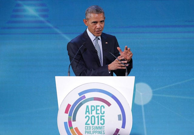 us president barack obama speaks at the asia pacific economic cooperation apec ceo summit in manila on november 18 2015 photo afp us president barack obama speaks at the asia pacific economic cooperation apec ceo summit in manila on november 18 2015 photo afp