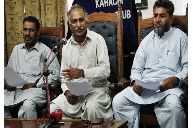 national trade union federation deputy general secretary nasir mansoor addressing a press conference photo online