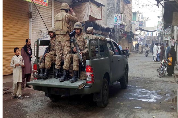 army personnel patrolling in the streets during the second phase of lb elections photo inp